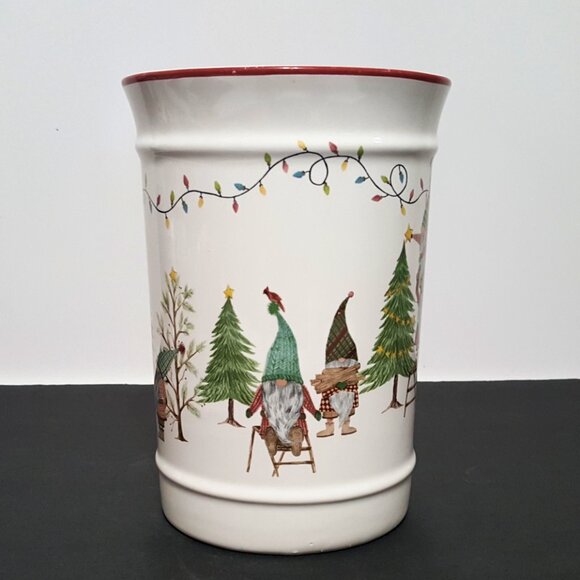 NEW RARE Pottery Barn Forest Gnome Utensil Crock NIB - Picture 5 of 7